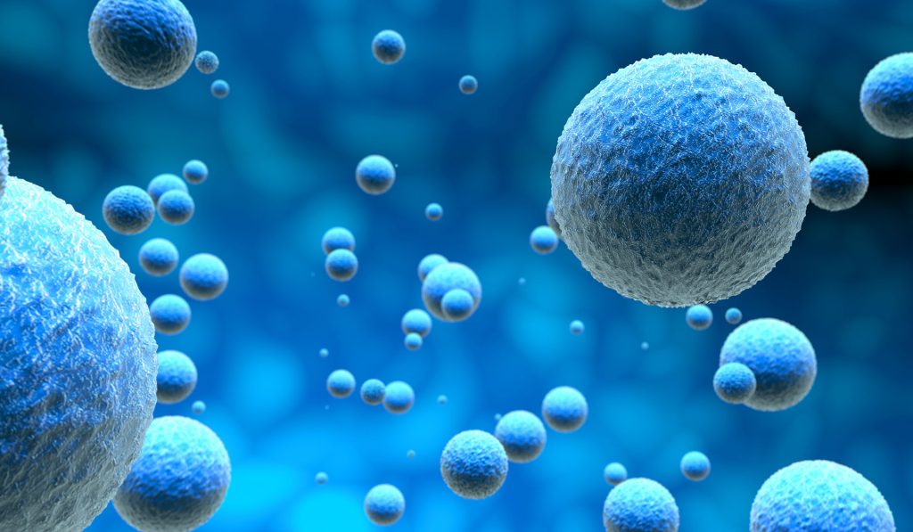 Photo representation: stem cells in a blue background.
