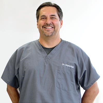 Dr. Vincent J. Staschiak wearing medical scrubs