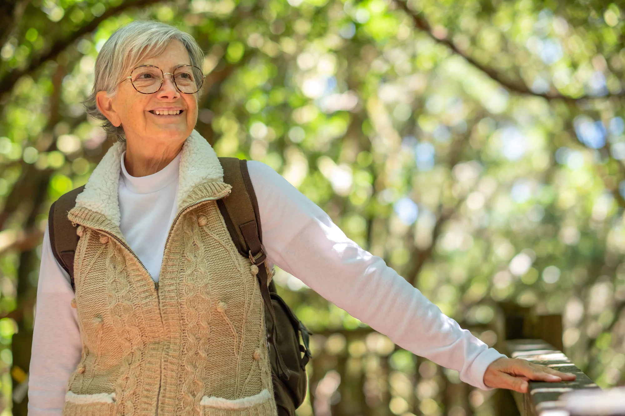 Active older woman enjoying a walk outdoors